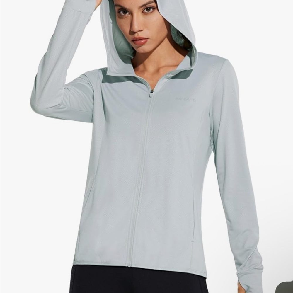 Baleaf Women's Light Gray Zip-Up Hoodie